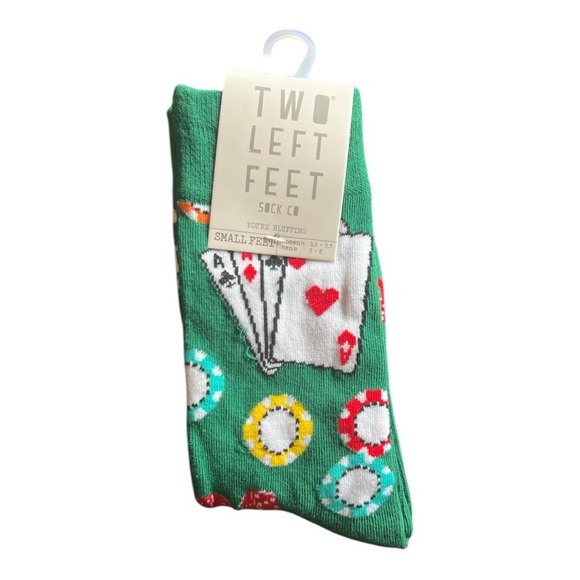 🆕Two Left Feet Sock Co. Green Poker Socks. NWT - Picture 1 of 2